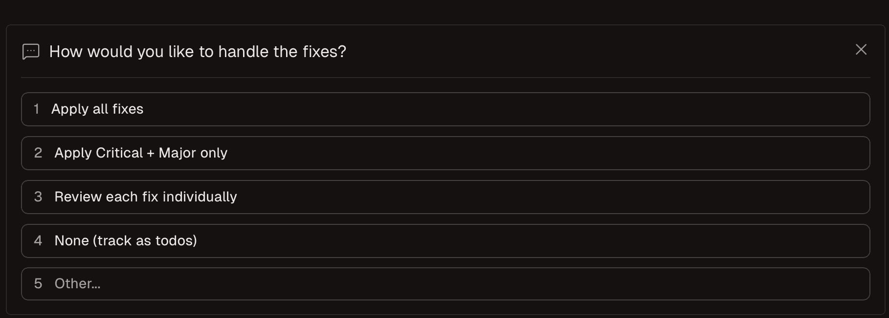 Fix handling options showing batch operation choices